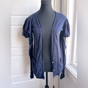 Stella McCartney Linen & Cashmere Cardigan Stripes Puff Sleeve Purple Black S M 